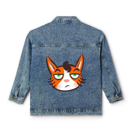 Orange Grumpy Cat Green Eyes Classic Women's Denim Jackets