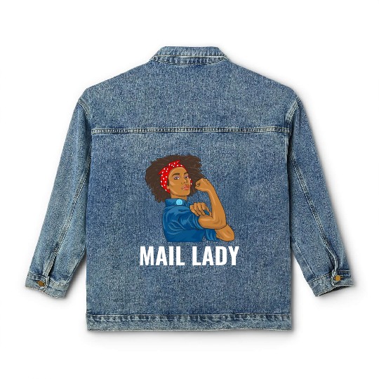 African American Postal Worker Mail Lady Funny Classic Women's Denim Jackets