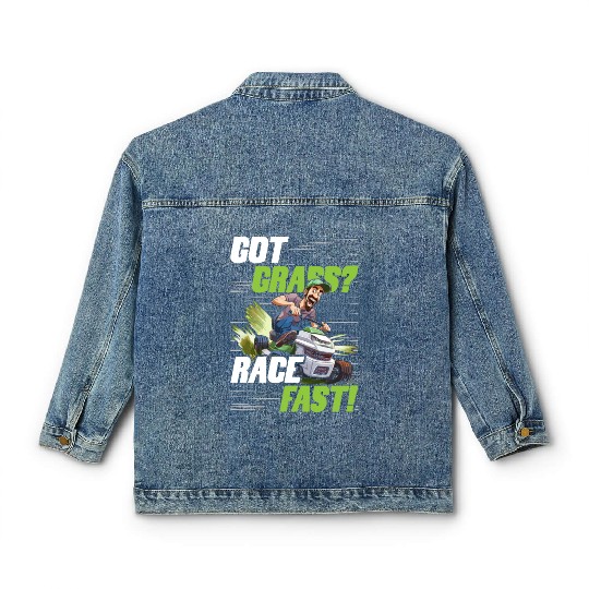 Lawn Mower Racing Got Grass Race Fast Classic Women's Denim Jackets