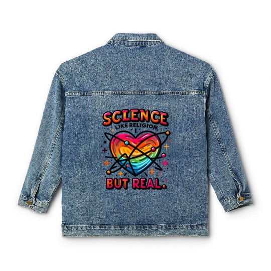science like religion, but real Atheist Atheism Classic Women's Denim Jackets