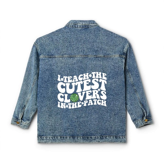 I Teach The Cutest Clovers In The Patch Disco Ball Classic Women's Denim Jackets