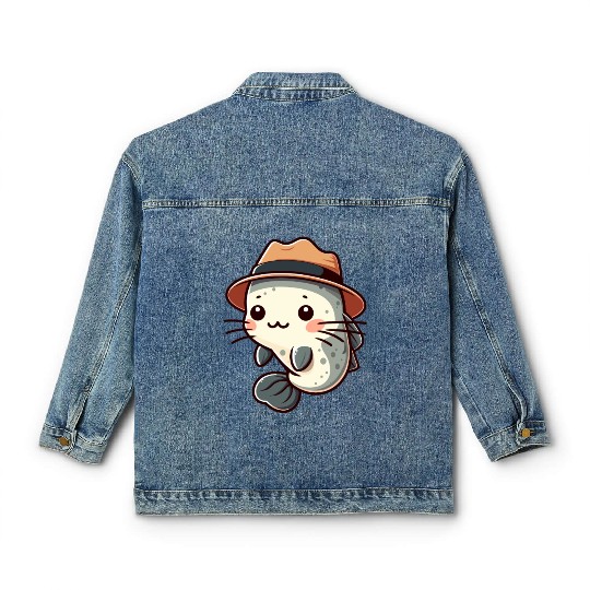 Cool Catfish in Hat Classic Women's Denim Jackets