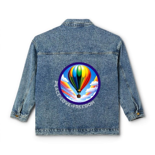 Peace Love Freedom Ballon Classic Women's Denim Jackets