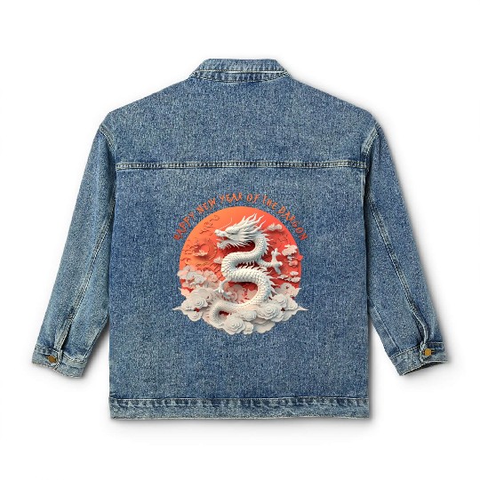 Fantasy Dragon: Happy New Year of the Dragon! Classic Women's Denim Jackets