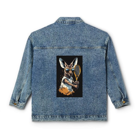 Kangaroo play tennis Classic Women's Denim Jackets