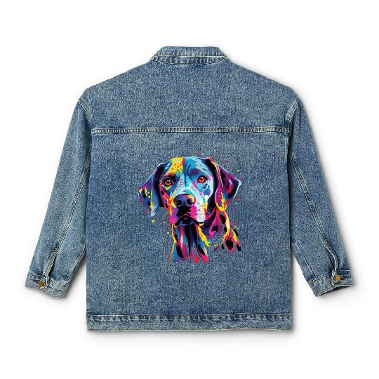 Watercolor Colorful Dalmatian Classic Women's Denim Jackets