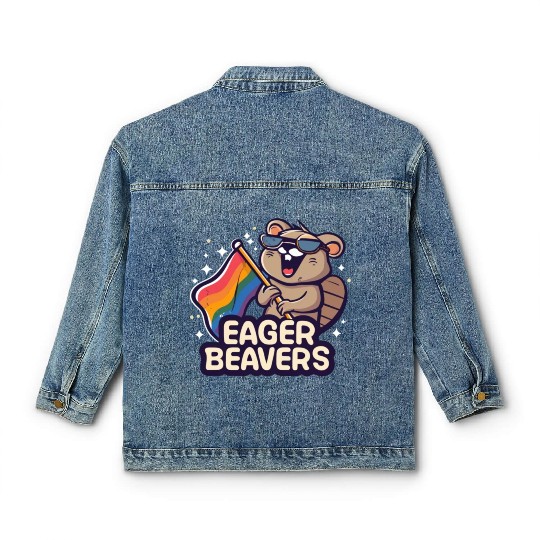 Eager Beavers with Pride LGBT Flag Classic Women's Denim Jackets