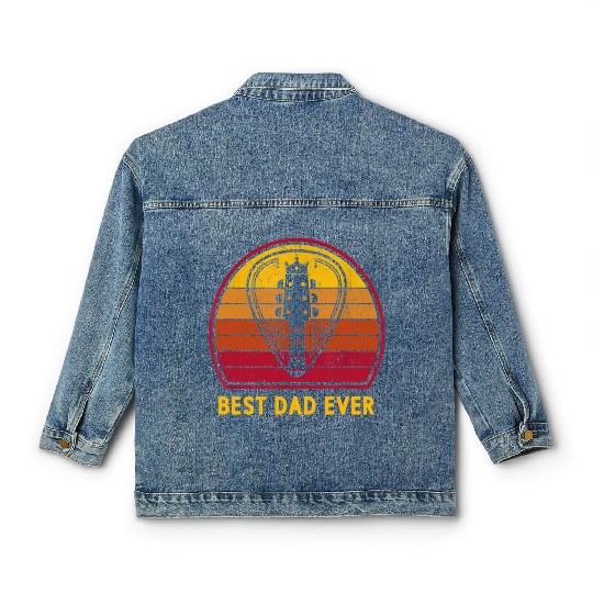 Retro Vintage Best Guitar Dad Ever Father's Day Classic Women's Denim Jackets