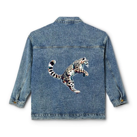 Snow Leopard Leopard White Leopard Classic Women's Denim Jackets