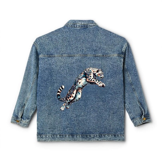 Snow Leopard Leopard White Leopard Classic Women's Denim Jackets