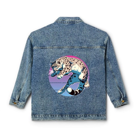 Snow Leopard Leopard White Leopard Classic Women's Denim Jackets