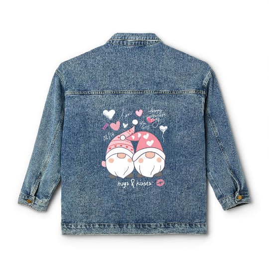 Gnome Sweet Love A Valentine's Day Gift for Lovers Classic Women's Denim Jackets