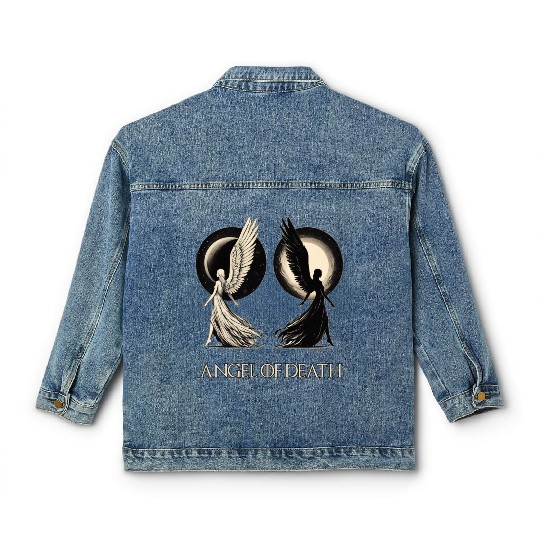 Angel of Death - Sun And Moon Mystical Artwork Classic Women's Denim Jackets