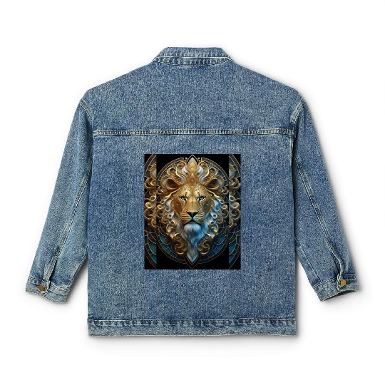 1920s Art Deco lion, gold Classic Women's Denim Jackets