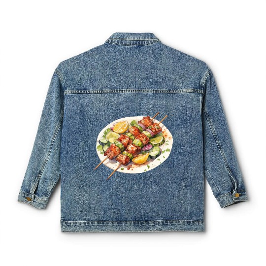 Greek Chicken Souvlaki Classic Women's Denim Jackets