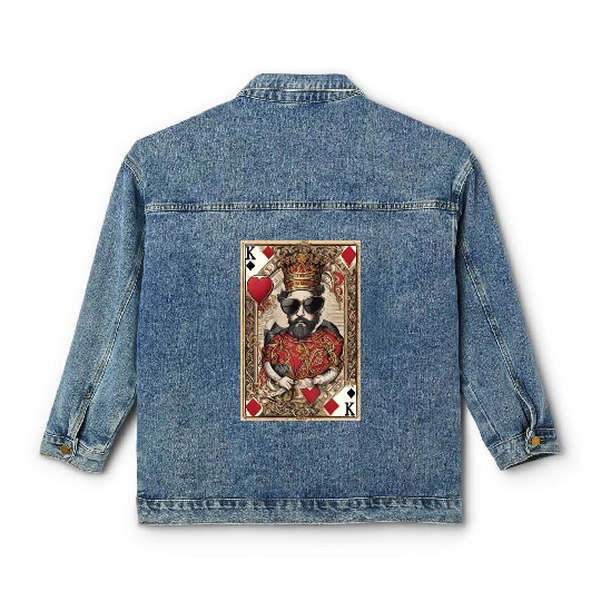 Mens King of Hearts Classic Women's Denim Jackets Cool Classic Women's Denim Jackets for Guys