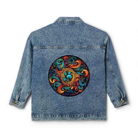 Abstract Spectrum Spiral Classic Women's Denim Jackets