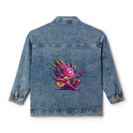 Dragon Fruit Jam: Playing the Guitar Classic Women's Denim Jackets