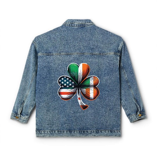Irish American Shamrock Stars Stripes Classic Women's Denim Jackets