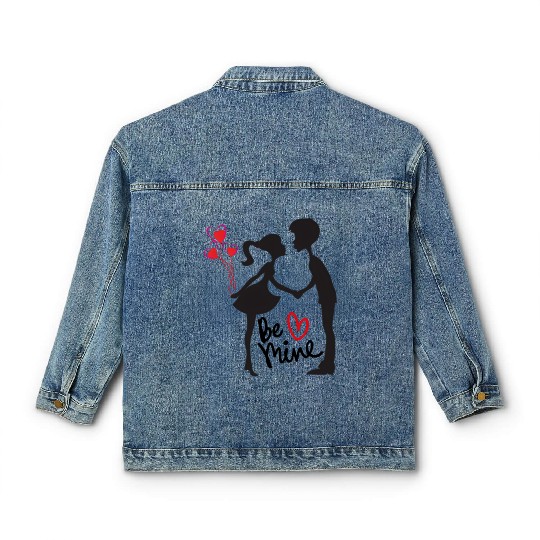 Couple's Embrace with Heart Balloons – Be Mine Classic Women's Denim Jackets