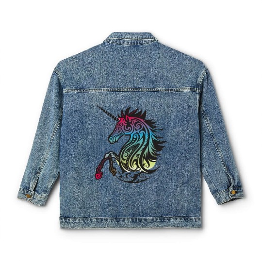 Mystical Rainbow Unicorn Art Classic Women's Denim Jackets