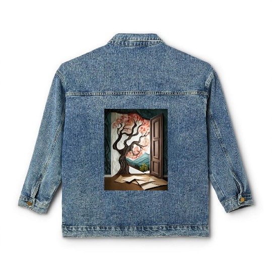 Firefly Dark room with near window with tree 85837 Classic Women's Denim Jackets
