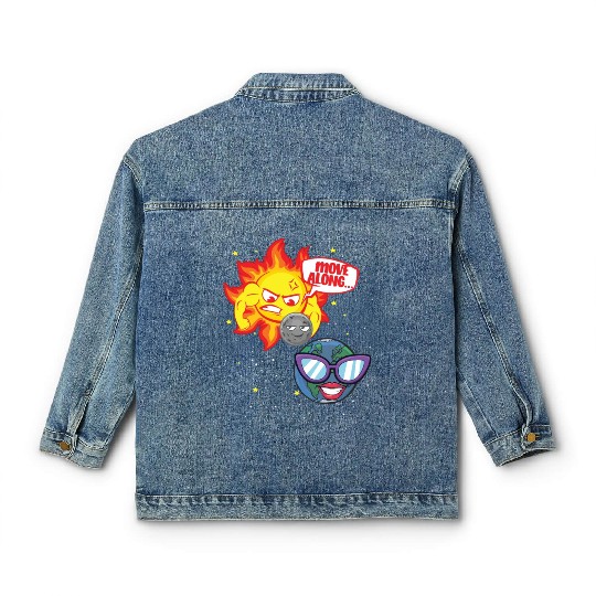 Total Solar Eclipse Move Along 4.08.24 Funny Kidsm Classic Women's Denim Jackets