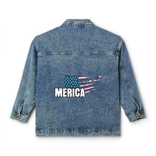 MERICA 4th of July Relaxed Patriot Classic Women's Denim Jackets