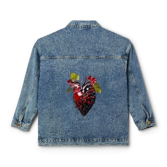 Default Human heart made with wine and red grape Classic Women's Denim Jackets