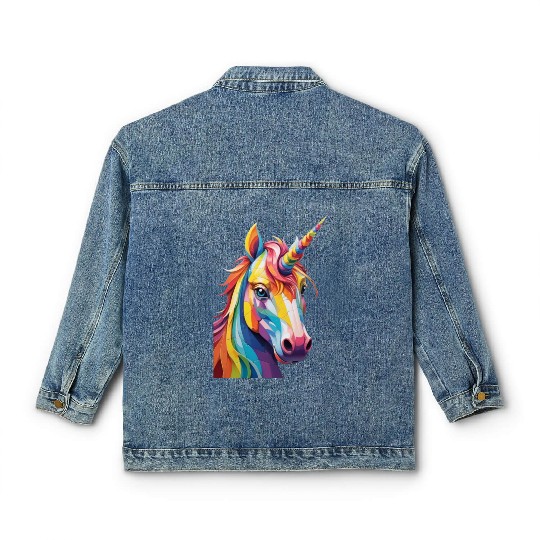Colorful Rainbow Unicorn Classic Women's Denim Jackets