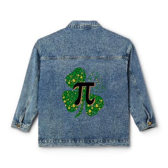 Irish Math 3.14 Pi Day Shamrock St Patrick's Day Classic Women's Denim Jackets