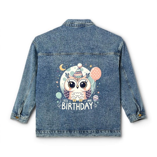 Its My Birthday Sweet Birthday Owl Classic Women's Denim Jackets