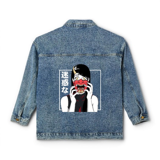 Japanese Anime girl demon Devil Oni harajuku Classic Women's Denim Jackets