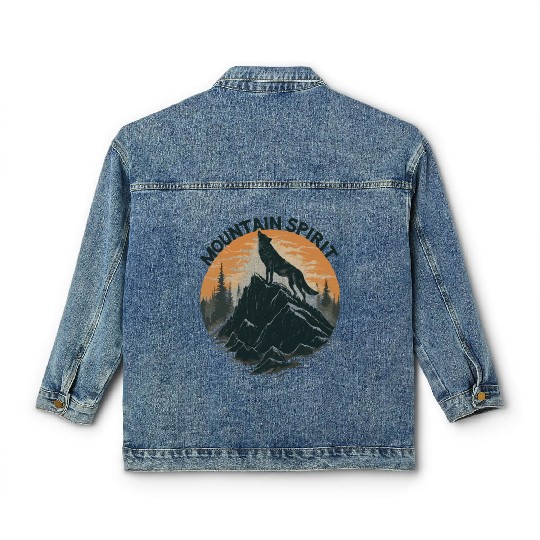 Mountain Majesty Wolf Howling on the Peak Classic Women's Denim Jackets