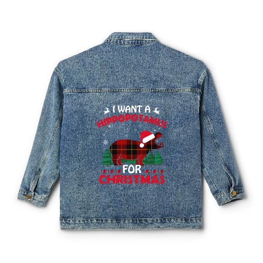 I Want A Hippopotamus For Christmas Classic Women's Denim Jackets