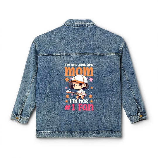 Baseball Mom Not Just Her Mom Number One Fan Classic Women's Denim Jackets