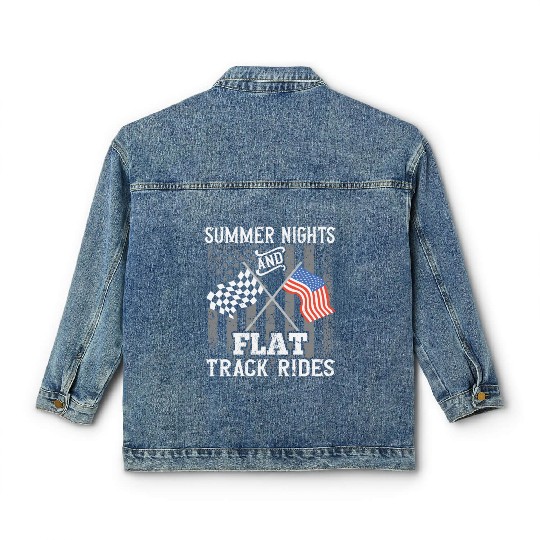 US Flag Flat Track Racing USA Patriotic Classic Women's Denim Jackets