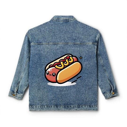 Cute Kawaii Hot dog Classic Women's Denim Jackets