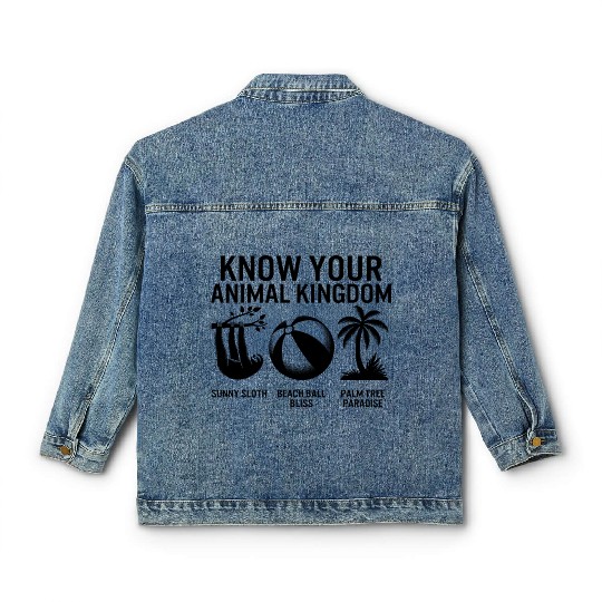 Beach Classic Women's Denim Jackets, Know Your Animal Kingdom Sloth Beach