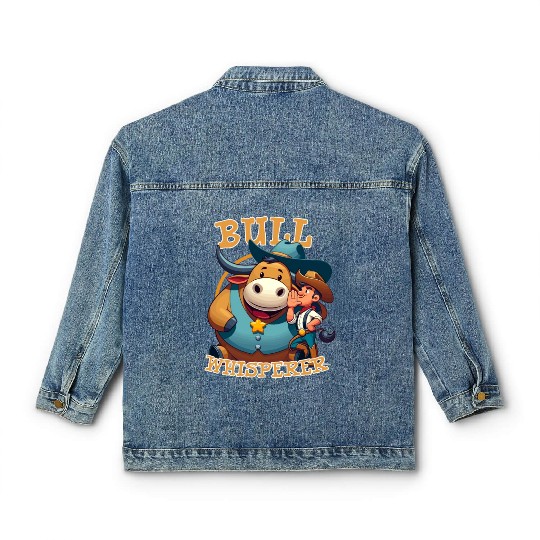 Rodeo Bull Riding Livestock Show Farmer Cattle Classic Women's Denim Jackets