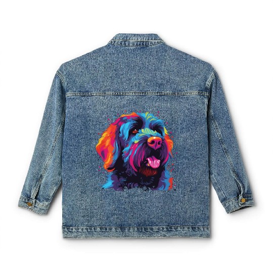 Colorful Russian Black Terrier Classic Women's Denim Jackets
