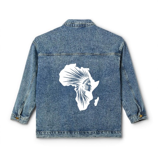 Strong Warrior Jewelry Africa Warrior Silhouette Classic Women's Denim Jackets