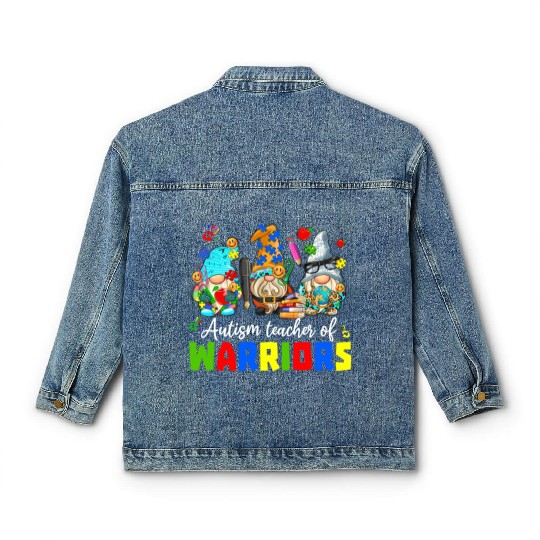 Autism Teacher Warriors Autism Autism Gnome Gift Classic Women's Denim Jackets