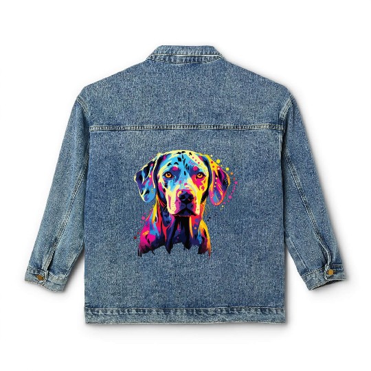 Watercolor Colorful Dalmatian Classic Women's Denim Jackets