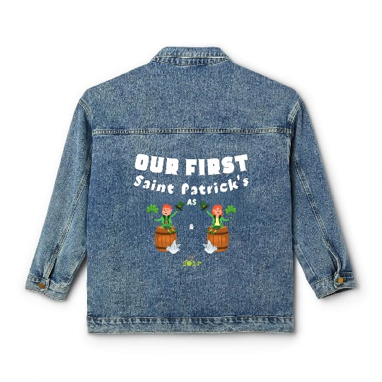 Husband Wife ,Our First St Patrick's Day As Mr&Mrs Classic Women's Denim Jackets