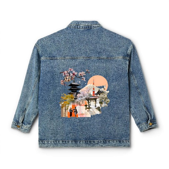 Kyoto Elegance: A Timeless Collage of Culture Classic Women's Denim Jackets