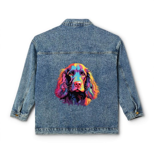Watercolor Colorful Boykin Spaniel Classic Women's Denim Jackets