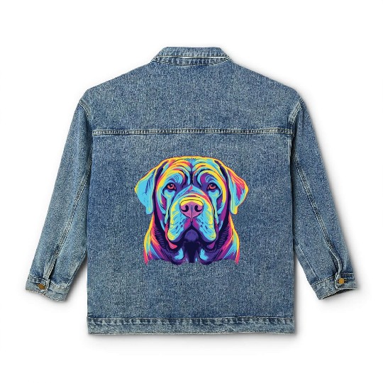 Watercolor Colorful Neapolitan Mastiff Classic Women's Denim Jackets