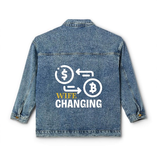 Black and Gold Wife Changing - Bitcoin Classic Women's Denim Jackets