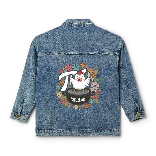 Pi Day - Chicken Pie Pot March 14th Chicken Lover Classic Women's Denim Jackets